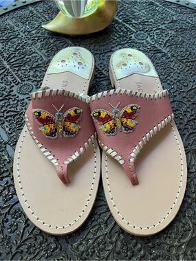 NEW JACK ROGERS JACKS BEADED BUTTERFLY SANDALS 9